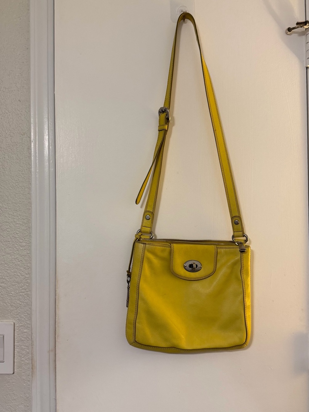 Bright Yellow Leather Crossbody Bag - Fossil.
